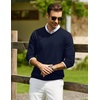 COOFANDY Mens Casual V Neck Sweater Knit Slim Fit Long Sleeve Pullover Top(Blue)