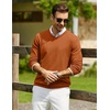 COOFANDY Mens Casual V Neck Sweater Knit Slim Fit Long Sleeve Pullover Top(Brown)