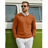 COOFANDY Mens Casual V Neck Sweater Knit Slim Fit Long Sleeve Pullover Top(Brown)