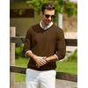 COOFANDY Mens Casual V Neck Sweater Knit Slim Fit Long Sleeve Pullover Top(Dark Brown)