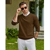 COOFANDY Mens Casual V Neck Sweater Knit Slim Fit Long Sleeve Pullover Top(Dark Brown)