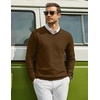 COOFANDY Mens Casual V Neck Sweater Knit Slim Fit Long Sleeve Pullover Top(Dark Brown)