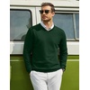 COOFANDY Mens Casual V Neck Sweater Knit Slim Fit Long Sleeve Pullover Top(Green)