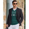 COOFANDY Mens Casual V Neck Sweater Knit Slim Fit Long Sleeve Pullover Top(Green-white)