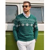 COOFANDY Mens Casual V Neck Sweater Knit Slim Fit Long Sleeve Pullover Top(Green-white)