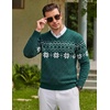 COOFANDY Mens Casual V Neck Sweater Knit Slim Fit Long Sleeve Pullover Top(Green-white)