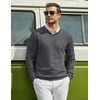 COOFANDY Mens Casual V Neck Sweater Knit Slim Fit Long Sleeve Pullover Top(Grey)