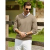 COOFANDY Mens Casual V Neck Sweater Knit Slim Fit Long Sleeve Pullover Top(Khaki)