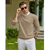 COOFANDY Mens Casual V Neck Sweater Knit Slim Fit Long Sleeve Pullover Top(Khaki)