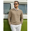 COOFANDY Mens Casual V Neck Sweater Knit Slim Fit Long Sleeve Pullover Top(Khaki)