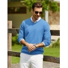 COOFANDY Mens Casual V Neck Sweater Knit Slim Fit Long Sleeve Pullover Top(Light Blue)