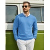 COOFANDY Mens Casual V Neck Sweater Knit Slim Fit Long Sleeve Pullover Top(Light Blue)