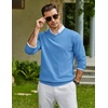 COOFANDY Mens Casual V Neck Sweater Knit Slim Fit Long Sleeve Pullover Top(Light Blue)