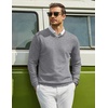 COOFANDY Mens Casual V Neck Sweater Knit Slim Fit Long Sleeve Pullover Top(Light Grey)