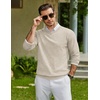COOFANDY Mens Casual V Neck Sweater Knit Slim Fit Long Sleeve Pullover Top(Light Khaki)