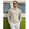 COOFANDY Mens Casual V Neck Sweater Knit Slim Fit Long Sleeve Pullover Top(Light Khaki)