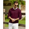 COOFANDY Mens Casual V Neck Sweater Knit Slim Fit Long Sleeve Pullover Top(Red)