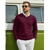COOFANDY Mens Casual V Neck Sweater Knit Slim Fit Long Sleeve Pullover Top(Red)