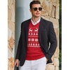 COOFANDY Mens Casual V Neck Sweater Knit Slim Fit Long Sleeve Pullover Top(Red-white)