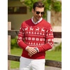 COOFANDY Mens Casual V Neck Sweater Knit Slim Fit Long Sleeve Pullover Top(Red-white)