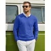 COOFANDY Mens Casual V Neck Sweater Knit Slim Fit Long Sleeve Pullover Top(Royal Blue)