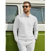 COOFANDY Mens Casual V Neck Sweater Knit Slim Fit Long Sleeve Pullover Top(White)