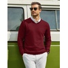 COOFANDY Mens Casual V Neck Sweater Knit Slim Fit Long Sleeve Pullover Top(Wine Red)
