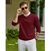 COOFANDY Mens Casual V Neck Sweater Knit Slim Fit Long Sleeve Pullover Top(Wine Red)