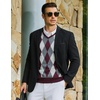 COOFANDY Mens Casual V Neck Sweater Knit Slim Fit Long Sleeve Pullover Top(Wine Red-white)