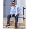 COOFANDY Men’s Classic Fit Dress Pants Flat Front Straight Suit Pant(Blue)