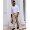 COOFANDY Men’s Classic Fit Dress Pants Flat Front Straight Suit Pant(Khaki)