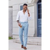 COOFANDY Men’s Classic Fit Dress Pants Flat Front Straight Suit Pant(Light Blue)