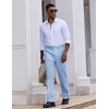 COOFANDY Men’s Classic Fit Dress Pants Flat Front Straight Suit Pant(Light Blue)