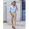 COOFANDY Men’s Classic Fit Dress Pants Flat Front Straight Suit Pant(Light Khaki)