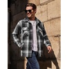 COOFANDY Mens Flannel Shirt Jacket Quilted Lined Plaid Jacket Warm Shackets(Black)
