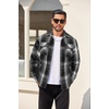 COOFANDY Mens Flannel Shirt Jacket Quilted Lined Plaid Jacket Warm Shackets(Black)