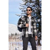 COOFANDY Mens Flannel Shirt Jacket Quilted Lined Plaid Jacket Warm Shackets(Black Plaid)