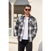 COOFANDY Mens Flannel Shirt Jacket Quilted Lined Plaid Jacket Warm Shackets(Black Plaid)