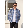 COOFANDY Mens Flannel Shirt Jacket Quilted Lined Plaid Jacket Warm Shackets(Blue)