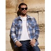 COOFANDY Mens Flannel Shirt Jacket Quilted Lined Plaid Jacket Warm Shackets(Blue)