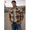COOFANDY Mens Flannel Shirt Jacket Quilted Lined Plaid Jacket Warm Shackets(Brown)