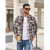 COOFANDY Mens Flannel Shirt Jacket Quilted Lined Plaid Jacket Warm Shackets(Coffee)