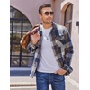 COOFANDY Mens Flannel Shirt Jacket Quilted Lined Plaid Jacket Warm Shackets(Dark Blue)