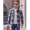 COOFANDY Mens Flannel Shirt Jacket Quilted Lined Plaid Jacket Warm Shackets(Dark Blue)