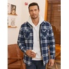 COOFANDY Mens Flannel Shirt Jacket Quilted Lined Plaid Jacket Warm Shackets(Dark Blue Plaid)