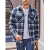 COOFANDY Mens Flannel Shirt Jacket Quilted Lined Plaid Jacket Warm Shackets(Dark Blue Plaid)