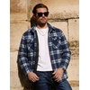 COOFANDY Mens Flannel Shirt Jacket Quilted Lined Plaid Jacket Warm Shackets(Dark Blue Plaid)