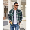 COOFANDY Mens Flannel Shirt Jacket Quilted Lined Plaid Jacket Warm Shackets(Green)