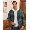 COOFANDY Mens Flannel Shirt Jacket Quilted Lined Plaid Jacket Warm Shackets(Navy Blue Green Plaid)