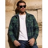 COOFANDY Mens Flannel Shirt Jacket Quilted Lined Plaid Jacket Warm Shackets(Navy Blue Green Plaid)